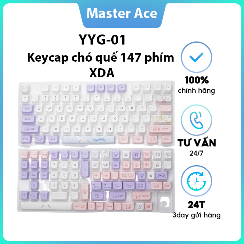 Keycap chó quế 147 phím XDA keycap cao PBT quá trình thăng hoa keycap dễ thương rất phù hợp cho các bạn gái dễ thương