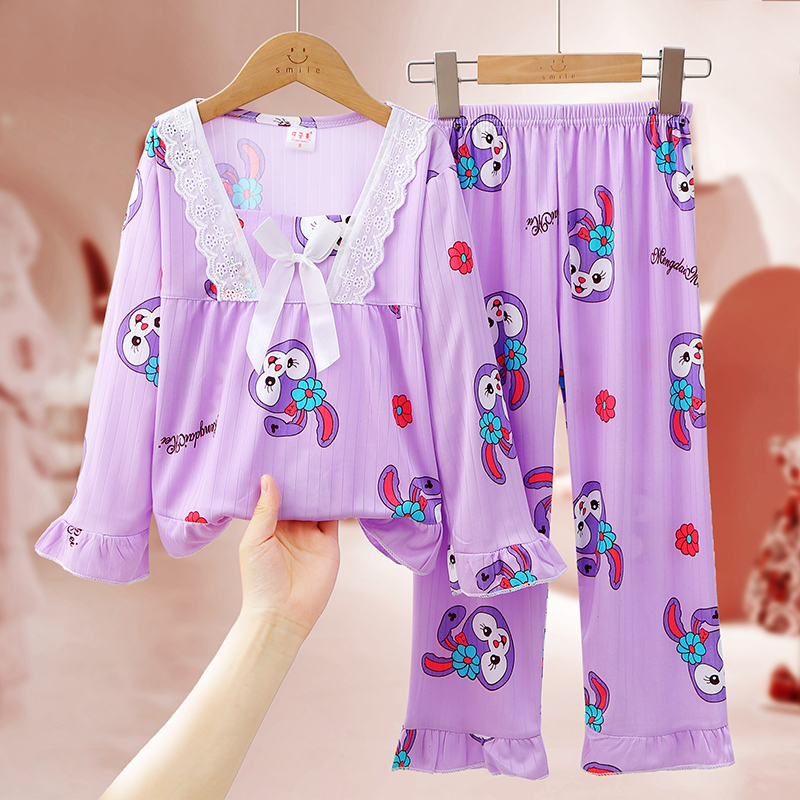 Bộ Đồ Ngủ In Hoạt Hình Kuromi Cinnamoroll Dễ Thương Cho Bé Gái