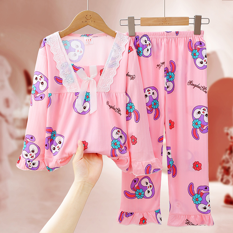 Bộ Đồ Ngủ In Hoạt Hình Kuromi Cinnamoroll Dễ Thương Cho Bé Gái