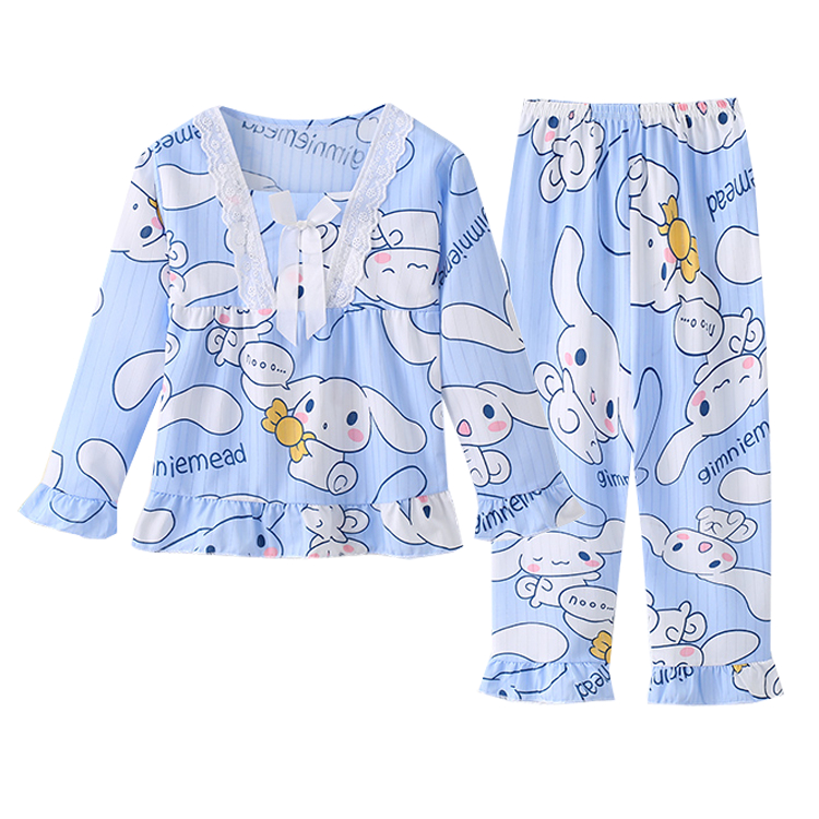 Bộ Đồ Ngủ In Hoạt Hình Kuromi Cinnamoroll Dễ Thương Cho Bé Gái