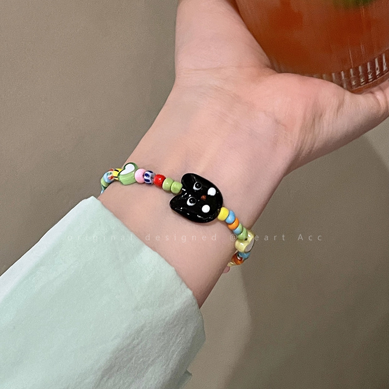 Vòng Tay Xỏ Hạt Hình Mèo Dễ Thương Dành Cho Cặp Đôi