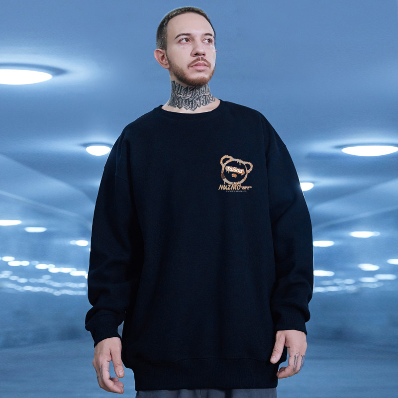 Áo sweater nam BEEYANBUY A1979 100% cotton nỉ tay dài in hình thời trang đơn giản unisex
