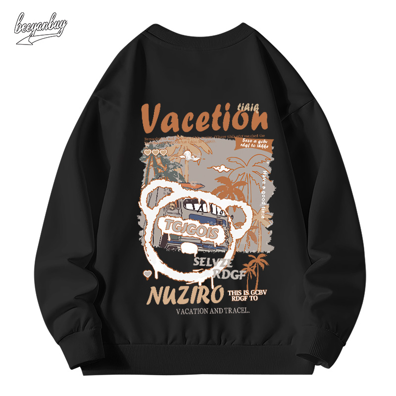 Áo sweater nam BEEYANBUY A1979 100% cotton nỉ tay dài in hình thời trang đơn giản unisex