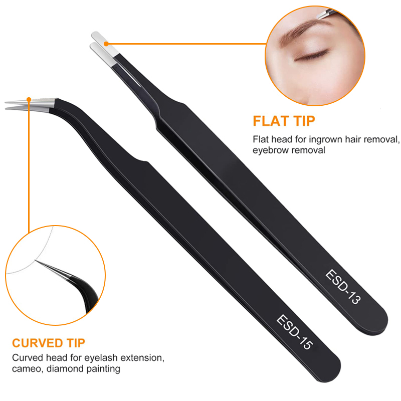 Set 6 / 9 / 10 Nhíp Cong Bằng Thép Không Gỉ Chống Tĩnh Điện Dùng Để Sửa Chữa Nhíp Công Nghiệp