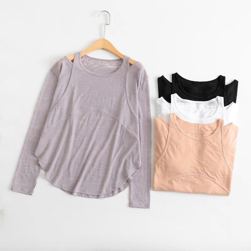 Áo Thun Thể Thao Tay Dài Chất Liệu Khô Thoáng Nhanh Thời Trang Quyến Rũ Cho Nữ