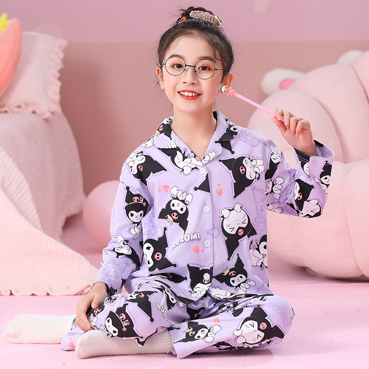 Set đồ ngủ tay dài in hình thỏ dễ thương phong cách Nhật Bản cho bé gái