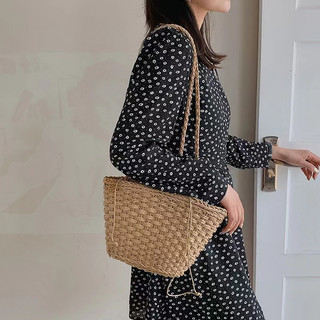 Labonia-Túi đan cói xách tay kiểu dáng đơn giản thanh lịch dành cho nữ