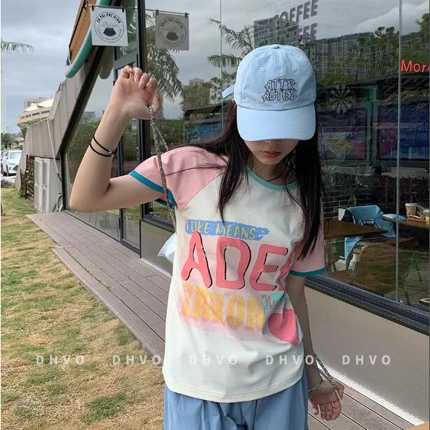 Áo Thun Thêu Chữ ader Ngực Ngắn Tay Thời Trang Unisex Cá Tính 5364