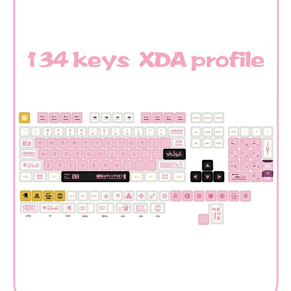 EVA-08  keycaps XDA profile Dye-Sublimation   PBT keycap 134keys