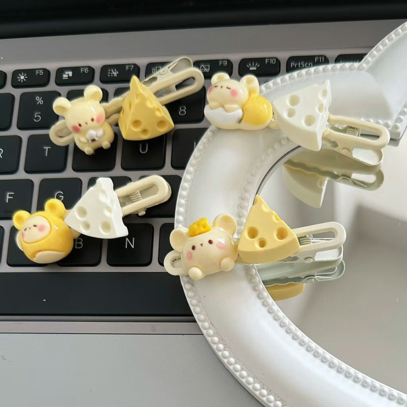 Hoạt Hình Kẹp Tóc Hình Chuột Phô Mai Dễ Thương Cho Nữ