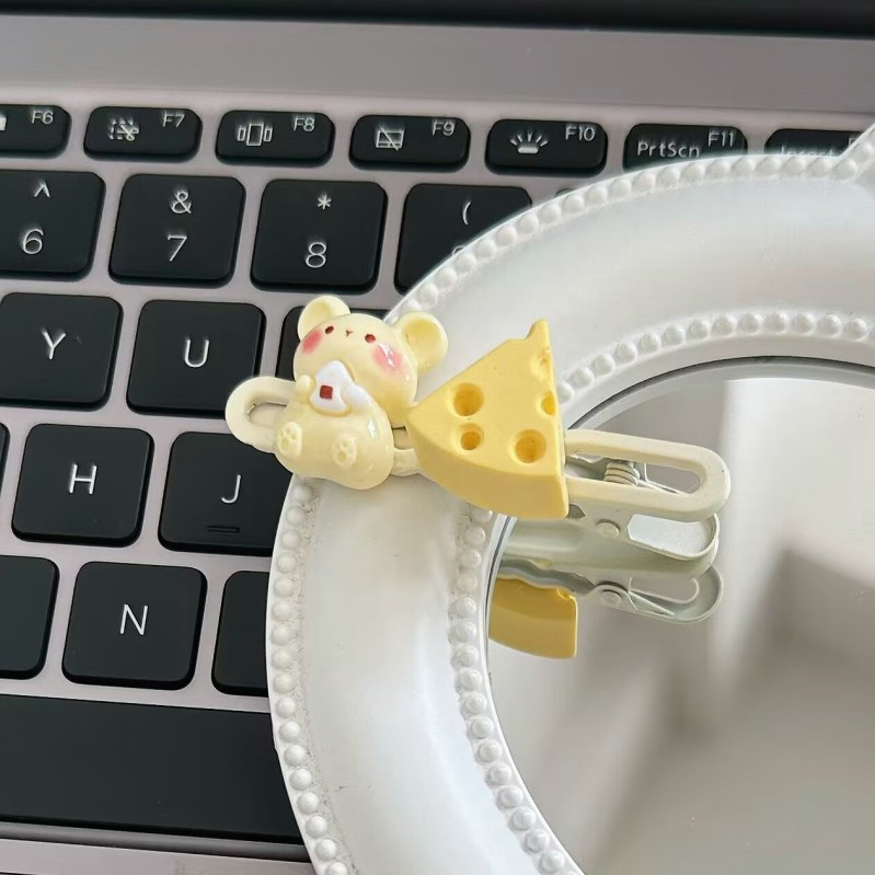 Hoạt Hình Kẹp Tóc Hình Chuột Phô Mai Dễ Thương Cho Nữ