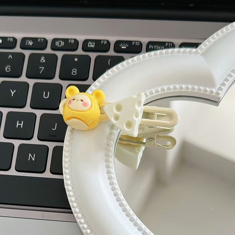 Hoạt Hình Kẹp Tóc Hình Chuột Phô Mai Dễ Thương Cho Nữ