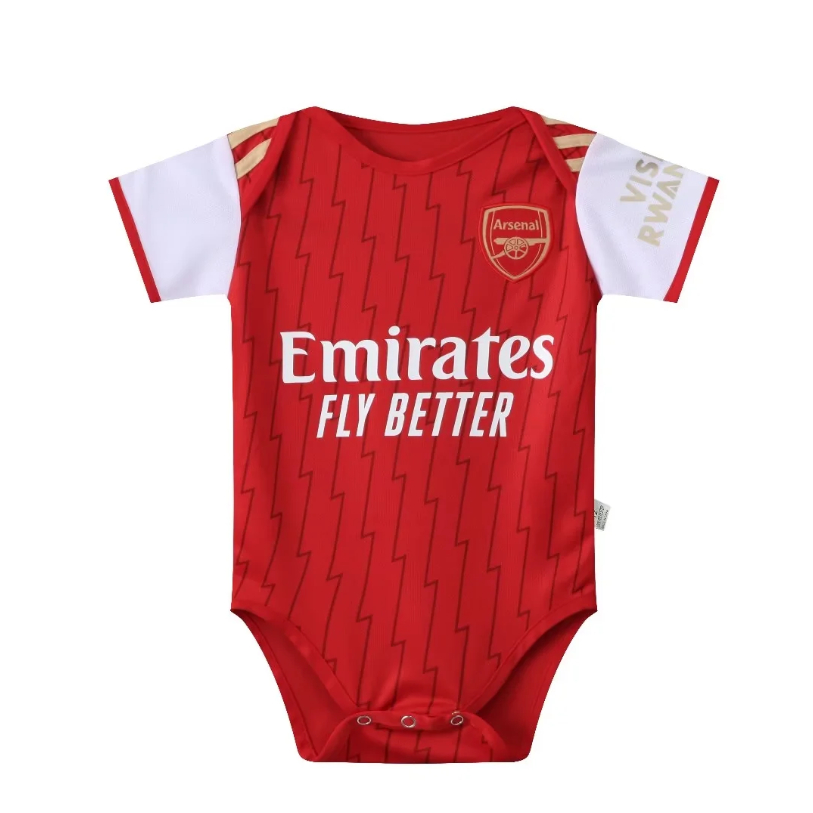 Bộ Áo Liền Quần Màu Đỏ Hình Bóng Đá Arsenal 2021-22 Làm Quà Tặng Cho Bé Sơ Sinh