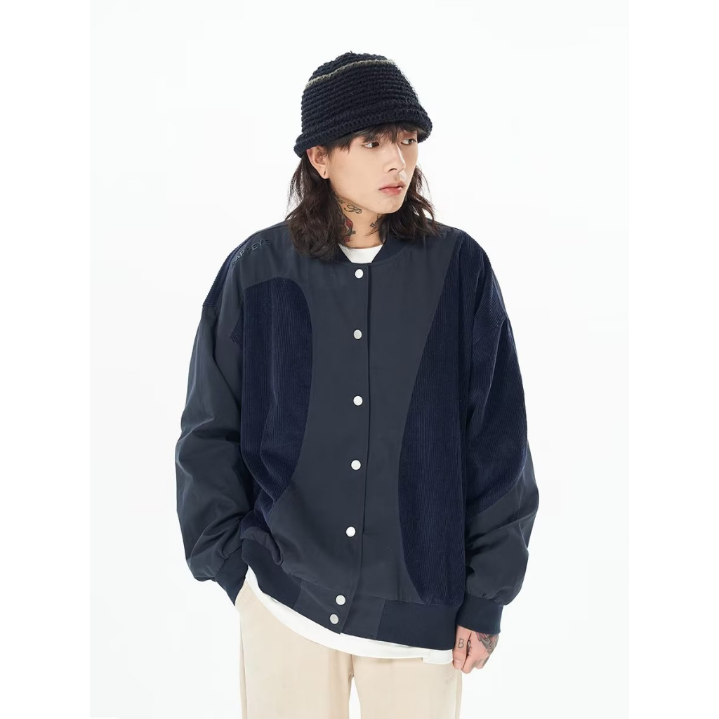 Áo Khoác Bóng Chày Vải Nhung Kẻ Thời Trang Cho Cặp Đôi