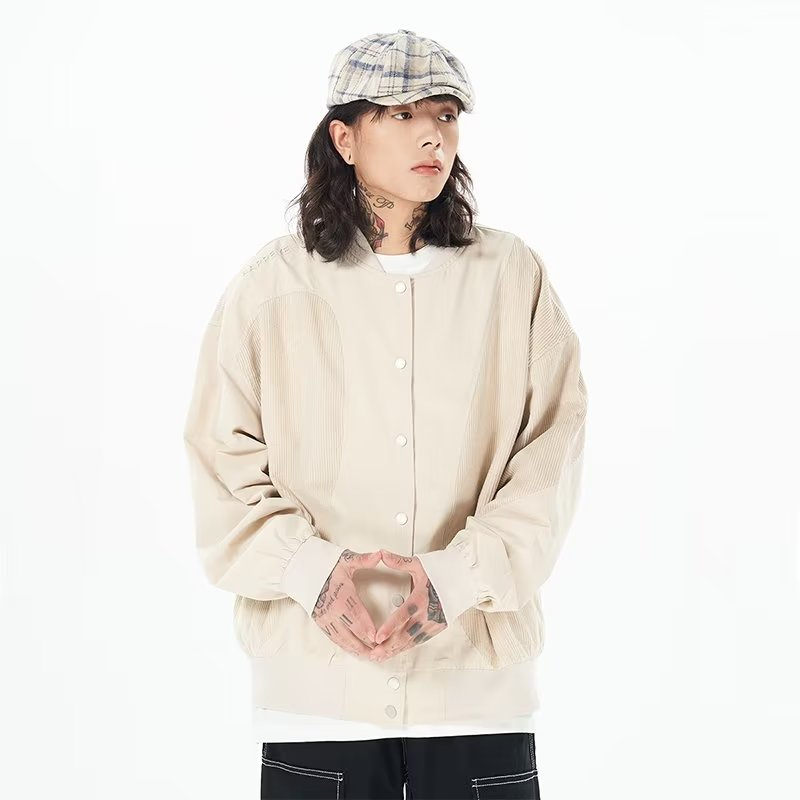 Áo Khoác Bóng Chày Vải Nhung Kẻ Thời Trang Cho Cặp Đôi