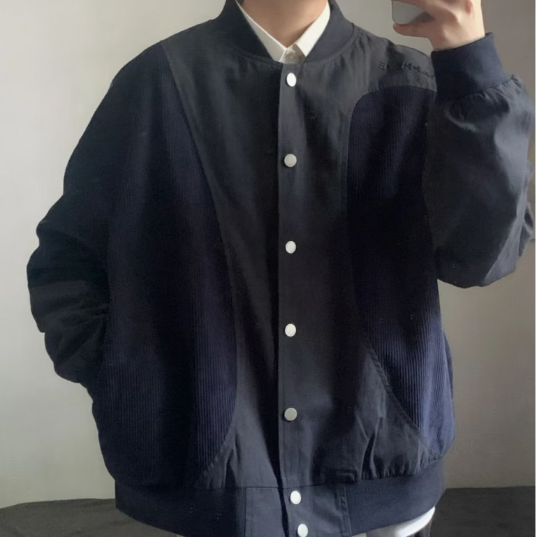 Áo Khoác Bóng Chày Vải Nhung Kẻ Thời Trang Cho Cặp Đôi