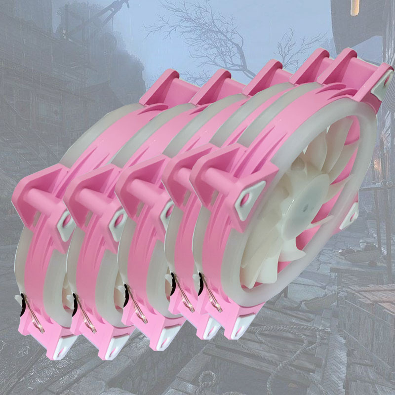 Chassis Quạt Làm Mát Hai Cánh Có Đèn led Sử Dụng Năng Lượng Mặt Trời Kích Thước 12cm Khung Màu Hồng