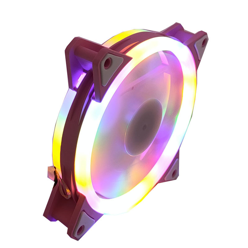 Chassis Quạt Làm Mát Hai Cánh Có Đèn led Sử Dụng Năng Lượng Mặt Trời Kích Thước 12cm Khung Màu Hồng