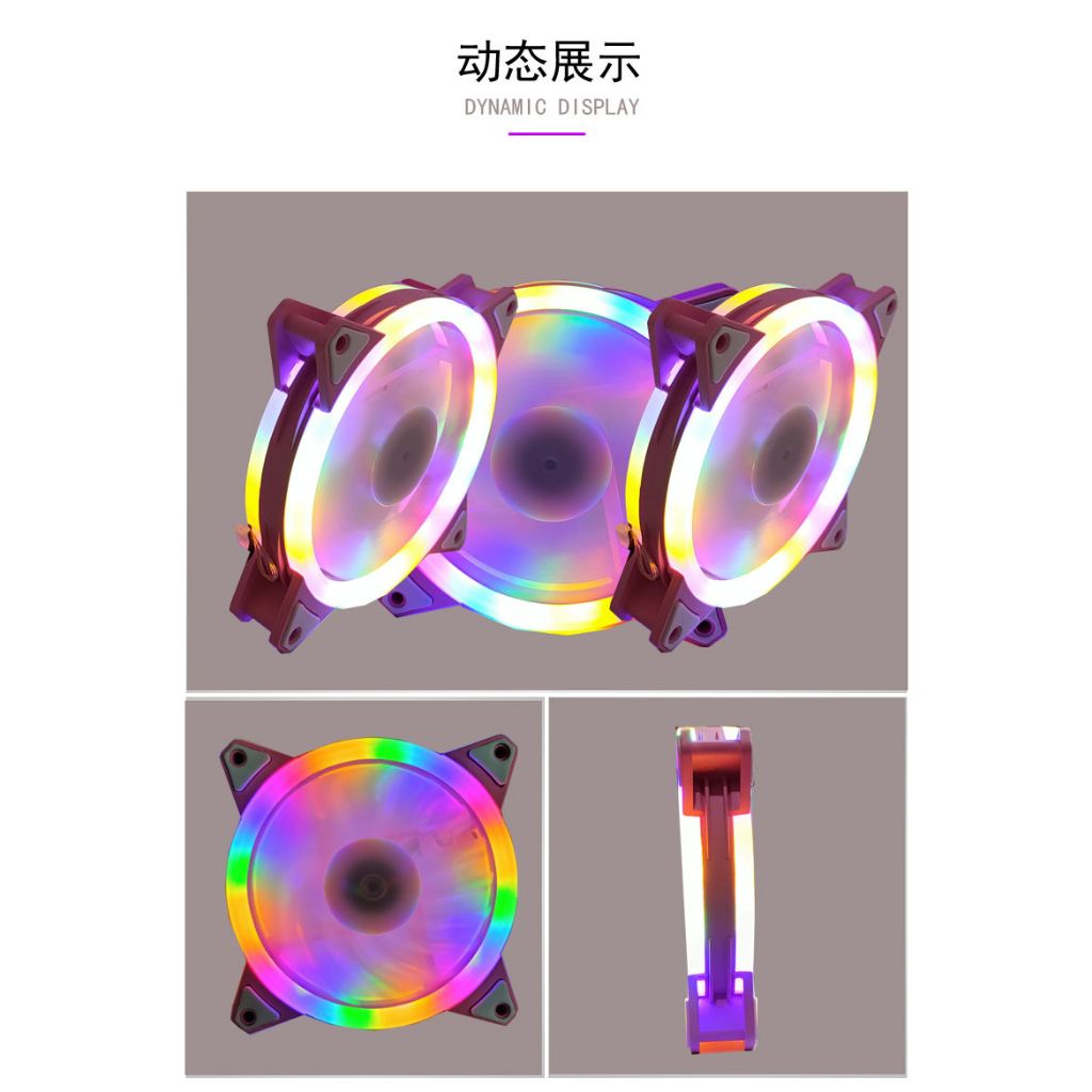 Chassis Quạt Làm Mát Hai Cánh Có Đèn led Sử Dụng Năng Lượng Mặt Trời Kích Thước 12cm Khung Màu Hồng