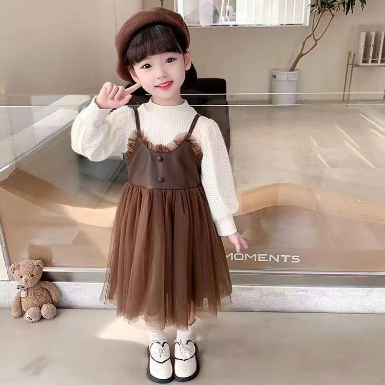 ❀❀❀❀Đầm Công Chúa Giả Hai Mảnh Phong Cách Phương Tây Thời Trang Xuân Thu Cho Bé Gái