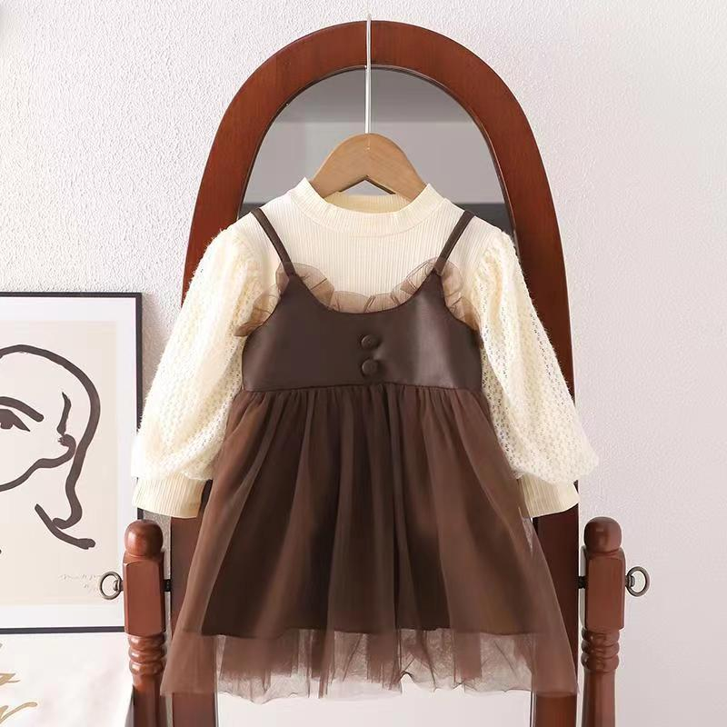 ❀❀❀❀Đầm Công Chúa Giả Hai Mảnh Phong Cách Phương Tây Thời Trang Xuân Thu Cho Bé Gái