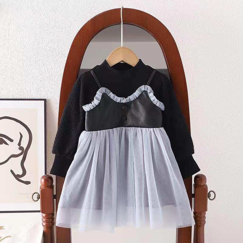 ❀❀❀❀Đầm Công Chúa Giả Hai Mảnh Phong Cách Phương Tây Thời Trang Xuân Thu Cho Bé Gái