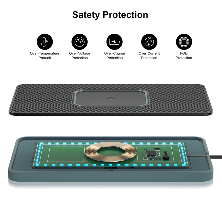 Silicone Đế Sạc Không Dây 15w Có Đèn led Cho Xe Ô Tô