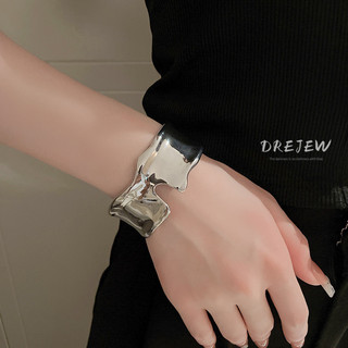 DREJEW Vòng tay kim loại dạng hở không đều thời trang chunky niche Âu Mỹ