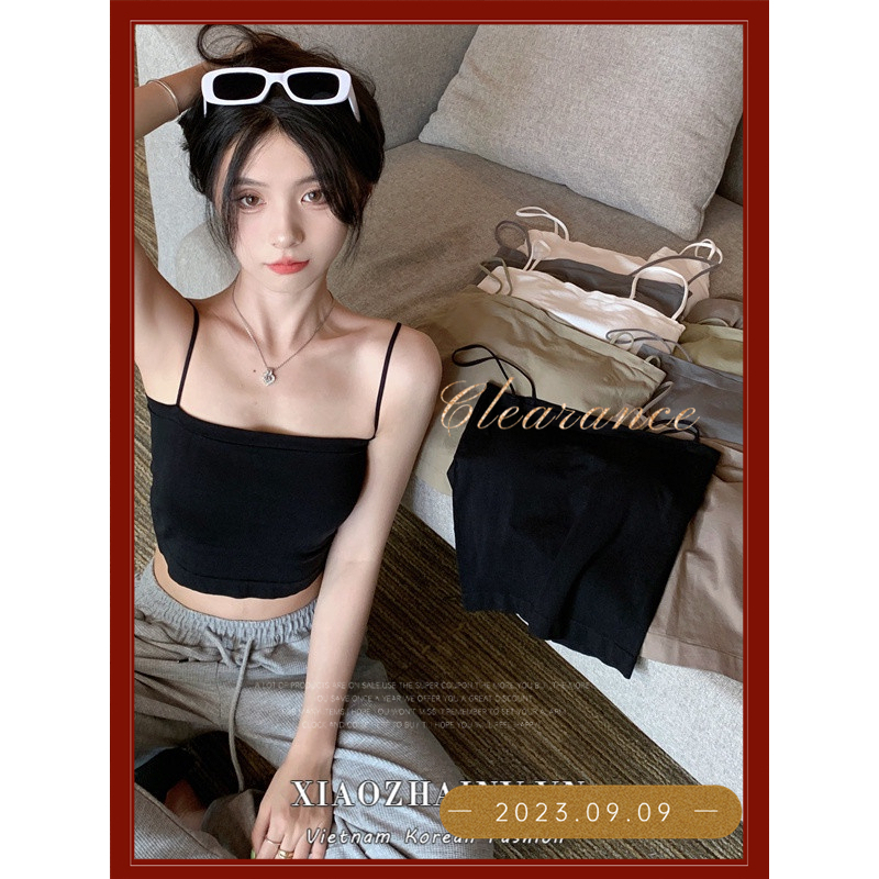 Xiaozhainv Áo Croptop Hai Dây Màu Trơn Phong Cách Hàn Quốc Gợi Cảm Với 6 Màu Lựa Chọn | BigBuy360 - bigbuy360.vn