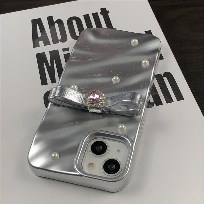 Thời Trang Ốp Điện Thoại tpu Mềm Hình Nơ Đính Ngọc Trai 3d Cho iphone 15promax 15 pro 15 14 promax 11promax 12 13promax
