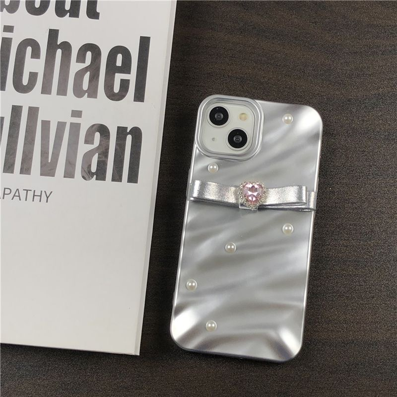 Thời Trang Ốp Điện Thoại tpu Mềm Hình Nơ Đính Ngọc Trai 3d Cho iphone 15promax 15 pro 15 14 promax 11promax 12 13promax