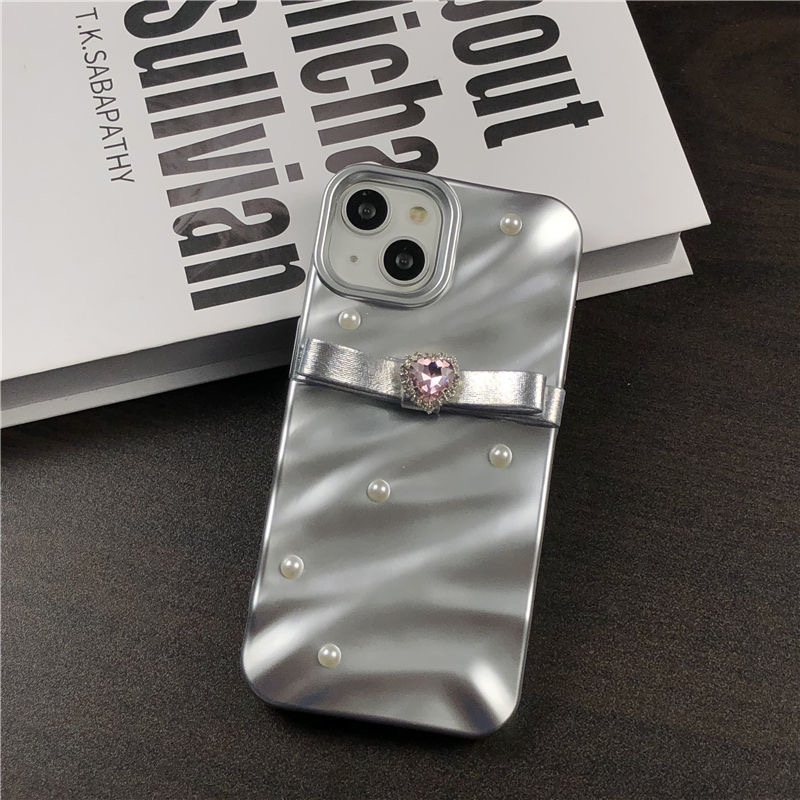 Thời Trang Ốp Điện Thoại tpu Mềm Hình Nơ Đính Ngọc Trai 3d Cho iphone 15promax 15 pro 15 14 promax 11promax 12 13promax