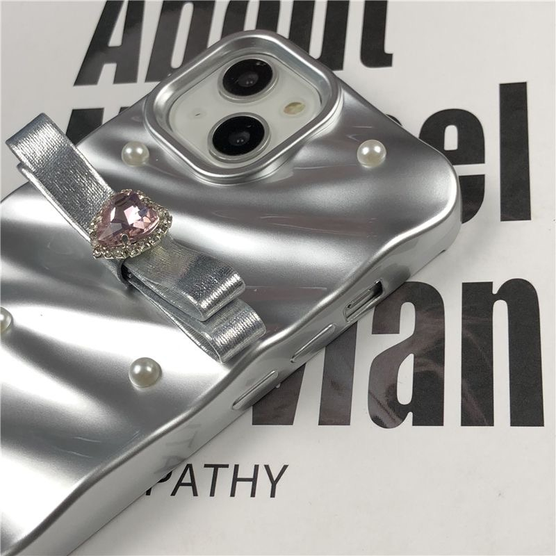 Thời Trang Ốp Điện Thoại tpu Mềm Hình Nơ Đính Ngọc Trai 3d Cho iphone 15promax 15 pro 15 14 promax 11promax 12 13promax