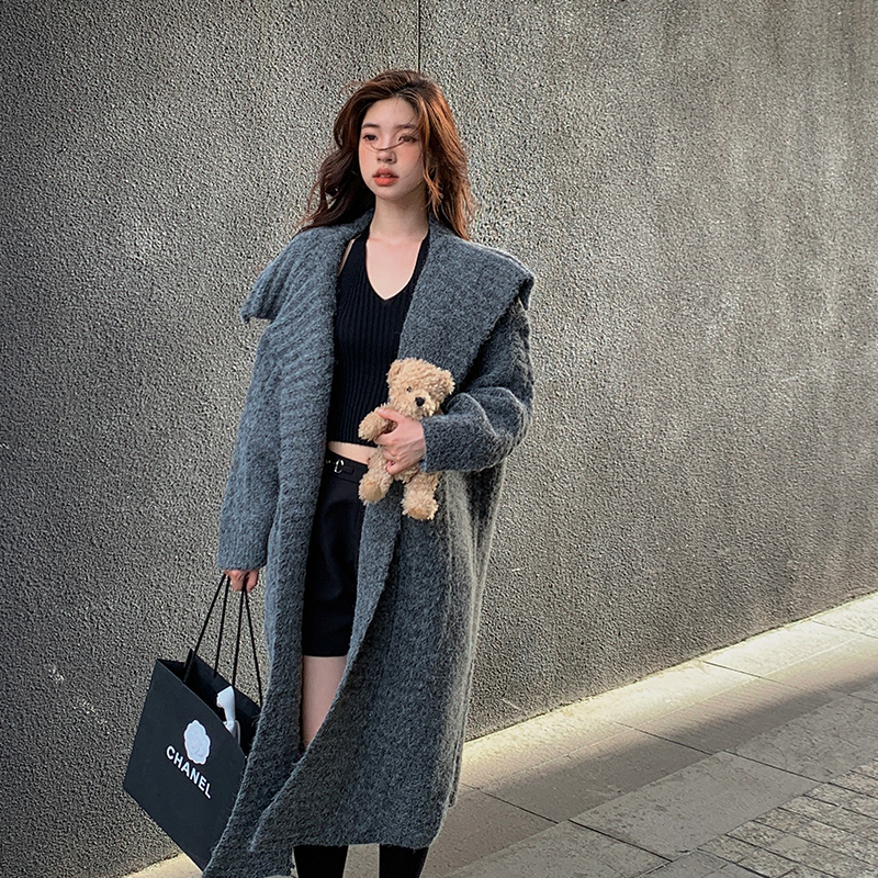 Xiaozhainv Áo Khoác Len Dài Tay Màu Trơn Thời Trang Nữ Tính