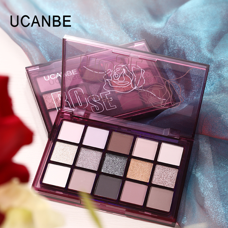 Bảng phấn mắt hoa hồng UCANBE Shimmer Matte Grey Pink Eye Shadow - 15 màu