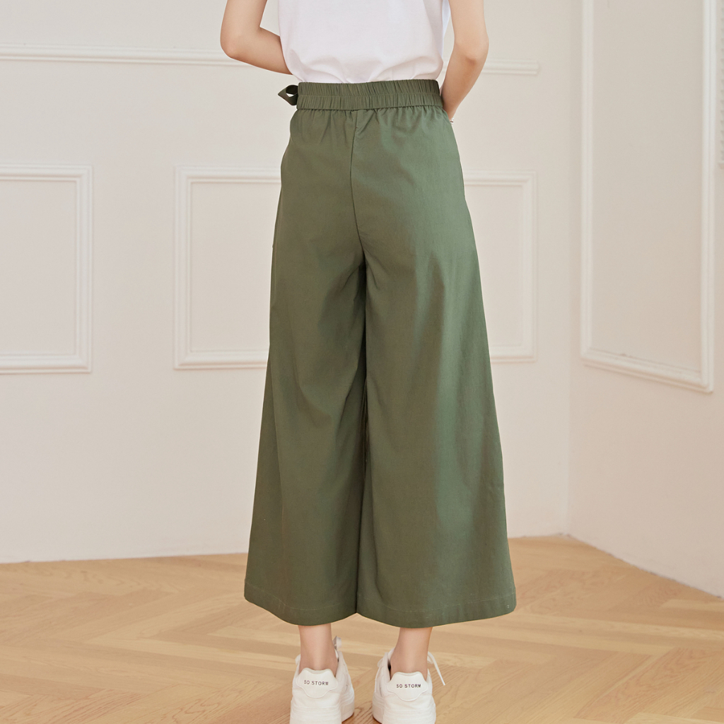 Eyouth 10152 Quần Dài Ống Rộng Lưng Cao Tôn Dáng Thời Trang Cho Nữ