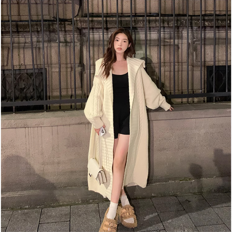 Xiaozhainv Áo Khoác Len Dài Tay Màu Trơn Thời Trang Nữ Tính