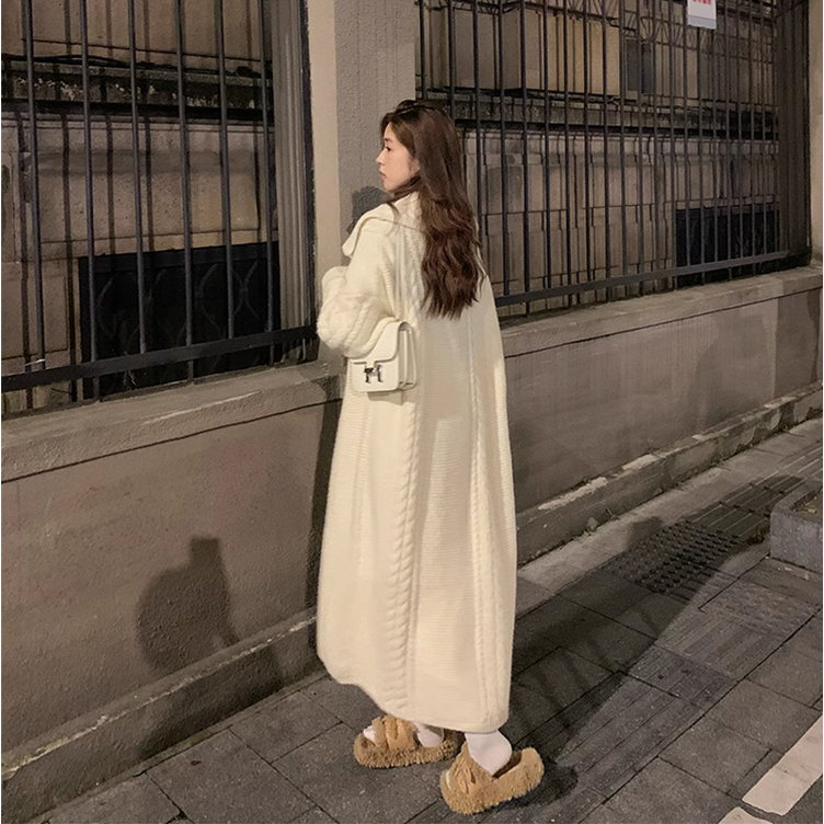 Xiaozhainv Áo Khoác Len Dài Tay Màu Trơn Thời Trang Nữ Tính