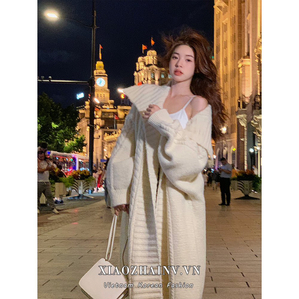 Xiaozhainv Áo Khoác Len Dài Tay Màu Trơn Thời Trang Nữ Tính