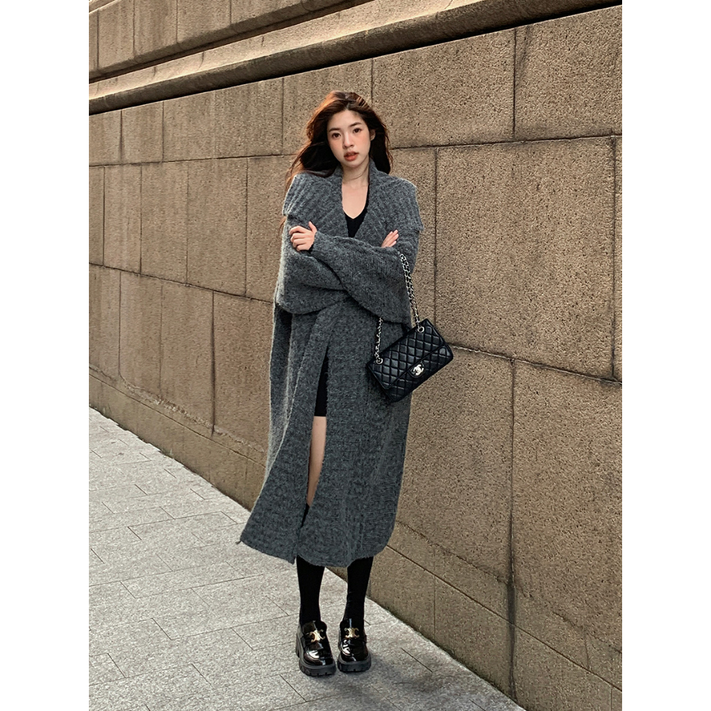 Xiaozhainv Áo Khoác Len Dài Tay Màu Trơn Thời Trang Nữ Tính