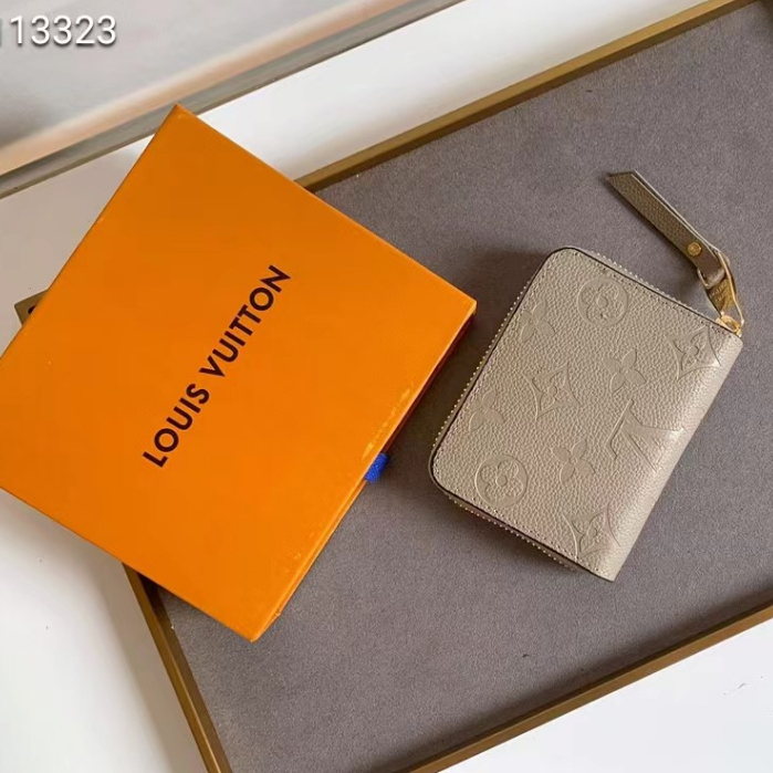 Ví Da Thật 100% Chính Hãng louis vuitton Dập Nổi Họa Tiết lv Có Khóa Kéo m60067