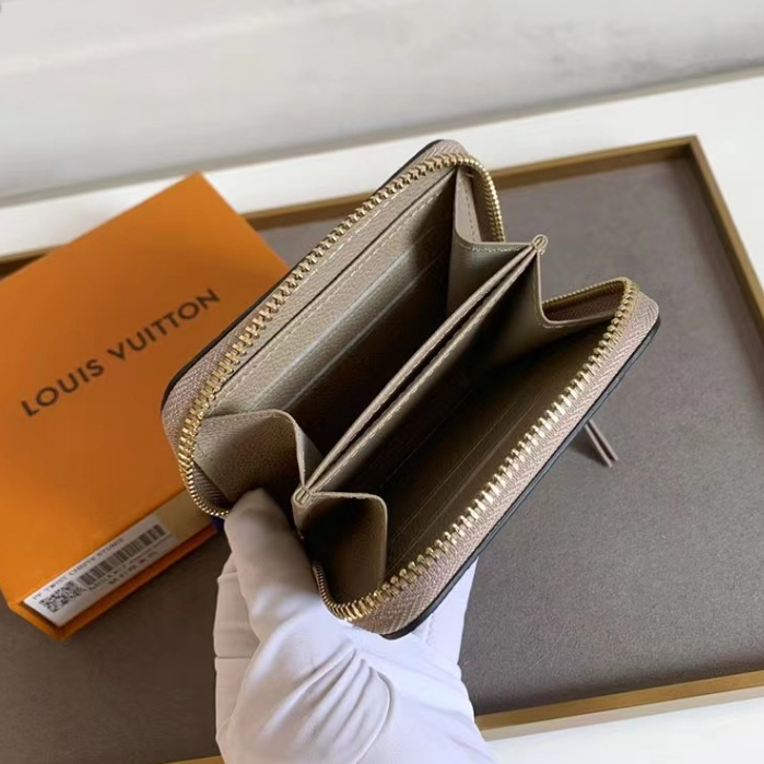 Ví Da Thật 100% Chính Hãng louis vuitton Dập Nổi Họa Tiết lv Có Khóa Kéo m60067