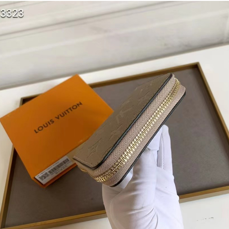 Ví Da Thật 100% Chính Hãng louis vuitton Dập Nổi Họa Tiết lv Có Khóa Kéo m60067