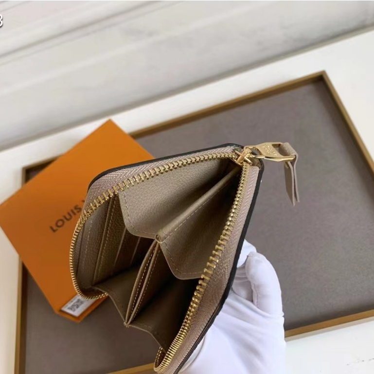 Ví Da Thật 100% Chính Hãng louis vuitton Dập Nổi Họa Tiết lv Có Khóa Kéo m60067