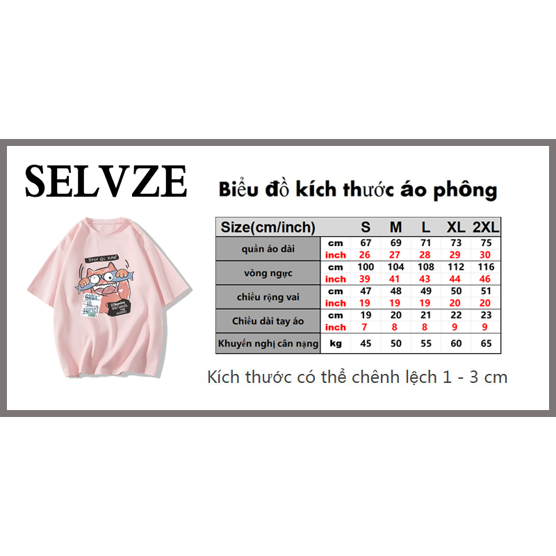 SELVZE Áo Thun cotton Tay Ngắn Dáng Rộng In Họa Tiết Vui Nhộn Phong Cách vintage