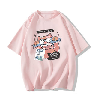 SELVZE Áo Thun cotton Tay Ngắn Dáng Rộng In Họa Tiết Vui Nhộn Phong Cách vintage