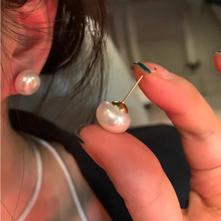 Khuyên Tai Bạc sterling Đính Ngọc Trai Siêu Khuyến Nghị Phong Cách Mới Cho Nữ