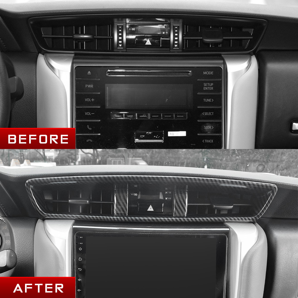 1 Viền Trang Trí Bảng Điều Khiển Trung Tâm Bằng abs Sợi carbon Cho toyota fortuner 2016 2017 2018 2019 2020 2021 2022