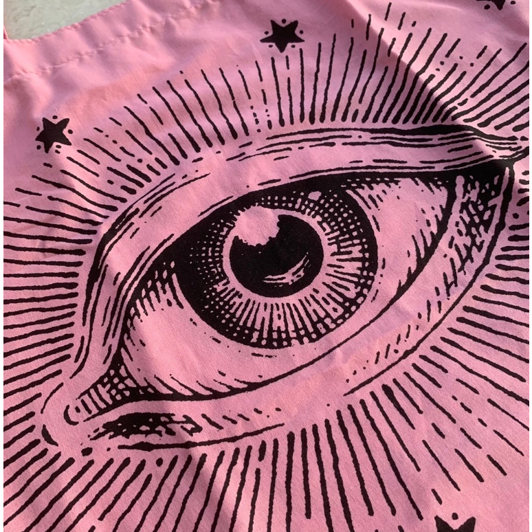 Túi Vải canvas Đeo Vai Họa Tiết Đôi Mắt To Thời Trang