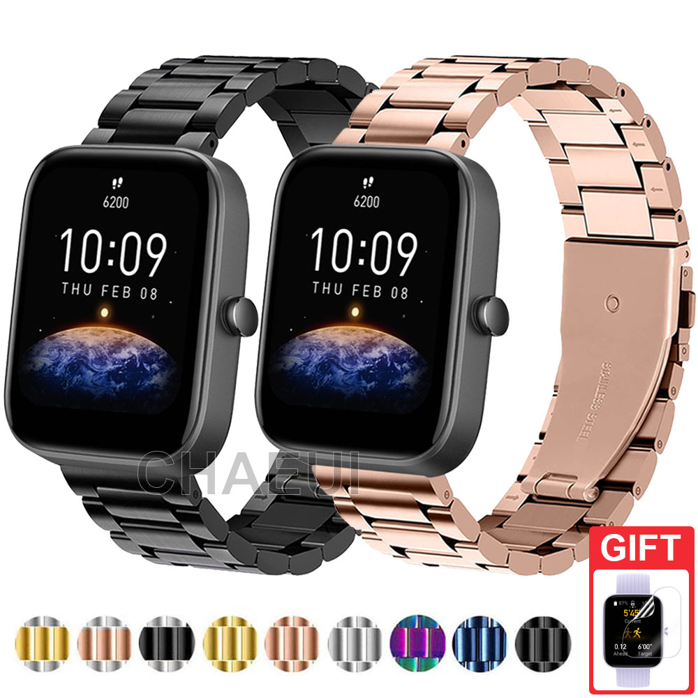 Dây Đeo Inox Cho Đồng Hồ Thông Minh Xiaomi Huami Amazfit Bip 5 3 U Pro GTS 4 Mini GTS3 GTS2